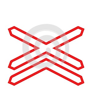 Street DANGER Sign. Road Information Symbol. Unguarded level crossing with two or more lanes