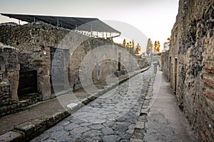 Street designated Cardo III at the Herculaneum archaeological site, Ercolano, Naples, Italy