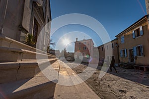 Street detail of Oprtalj, Istria at afternoon