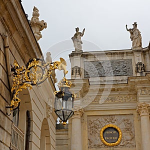 Street details near the HÃ©rÃ© Arc on the Stanislas Place in Nancy