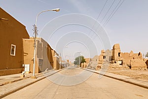Street with dilapidated mud houses in Shaqra in Saudi Arabia, which are still waiting to be renovated