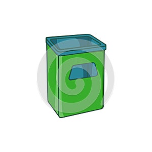 Street dustbin icon, cartoon style