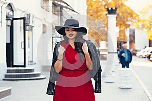 Street fashion, plus size model photo