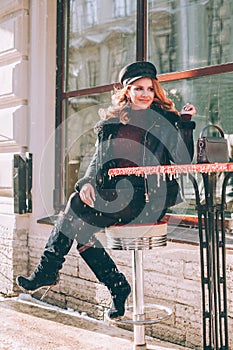 Street Fashion Portrait of Smiling Young Woman