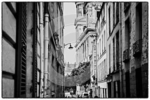 The street Ferou in Paris , near famous church Saint Sulpice