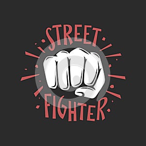 Street fighter t-shirt design. Vector illustration.