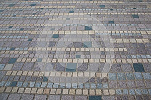 street floor tiles grey background Gray paving stones surface road texture made of big cement bricks pavement effect