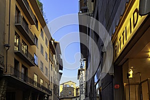 Street of Florence Old Town with vintage architecture in Florence, Italy