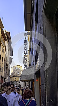 Street of Florence Old Town with vintage architecture in Florence, Italy