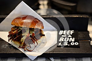 Street food beef in a bun