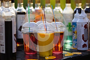 Street food. Colorful cold drinks