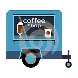 Street food festival coffee shop trailer vector restaurant car.