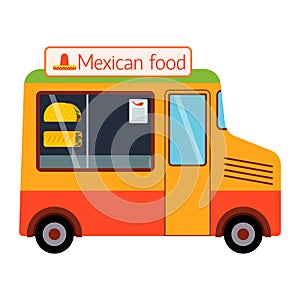 Street food festival mexican trailer vector restaurant car.