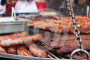 Street food, hot dogs, grill