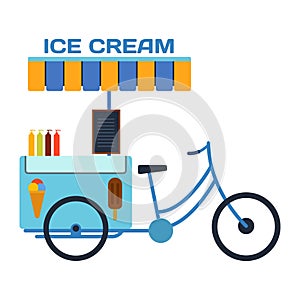 Street food ice cream color vector restaurant bike.