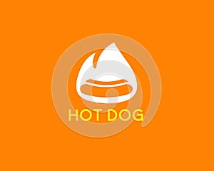 Street food restaurant cafe ogo design template. Hot dog vector logotype, fast, junk eatery lvector symbol.