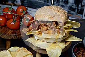 street food sandwich stuffed with typical Campania products