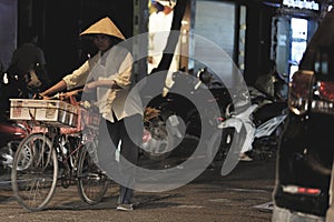 Street food seller in Hanoi Vietnam