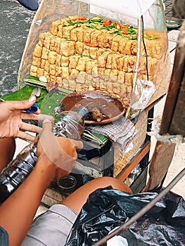 street food tofu is a typical culinary delight from Cirebon, West Java, Indonesia