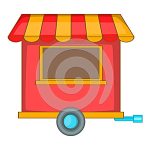 Street food trailer icon, cartoon style