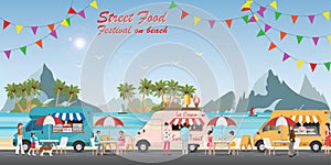 Street food truck festival on beach