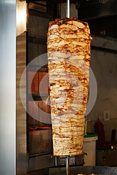 About street food in Turkey doner kebab is always preferable, chicken doner kebab in a restaurant in Turkey Istanbul