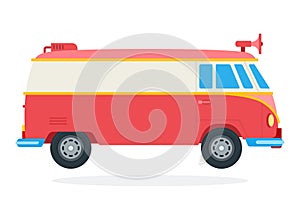 Street food van with megaphone vector icon flat isolated illustration