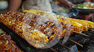 Street food vendors, the inviting smells of sizzling kebabs and grilled corn lure in passersby, tempting them to sample photo