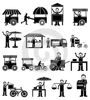 Street foods icons set