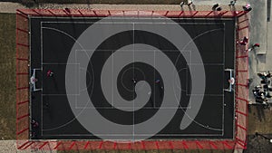 street football field made of rubber, top view. aerial shooting