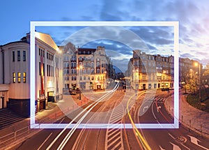 The street with frame in the old sity