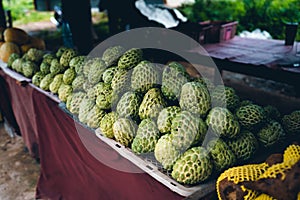Street fruit and vegetable market-Fresh seasonal fruits and vegetables