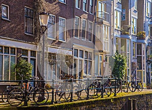 Street full of bikes in amsterdam