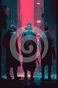 street gangs with mysterious agendas, digital art poster AI generation photo