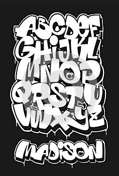 Street Graffiti Font, handwritten Typography vector illustration.