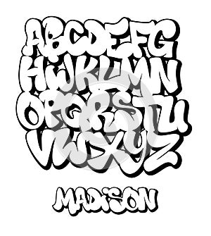 Street Graffiti Font, handwritten Typography vector illustration. photo