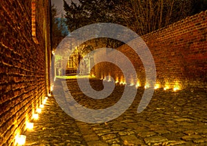 Street in the Great Beguinage, Leuven, Belgium at