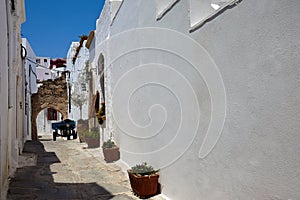 Street in greek town, Lindos city, Rhodos island, Greece