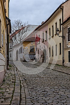 Street in the historic center of Bratislava, Slovakia