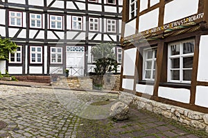 A street with historic houses in a German town