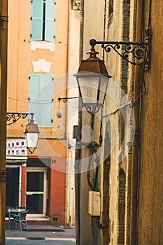 Street in the historical center of Frejus Sant Rafael, Provence,