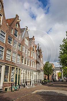 Street with historical houses in Amsterdam
