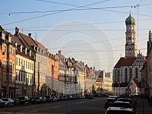 Street of historical houses in German city Augsburg