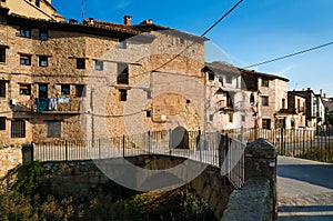 Street of the historical village of Mora de Rubielos, Teruel, Spain