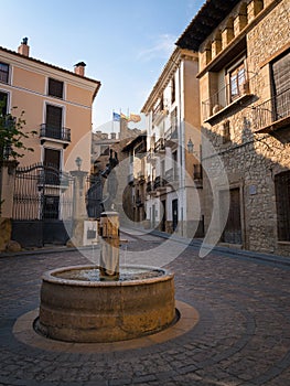 Street of the historical village of Rubielos de Mora, Teruel, Spain