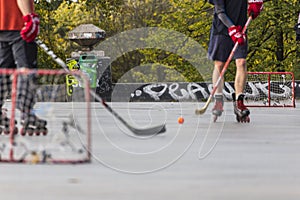Street hockey low angle view