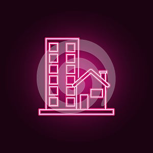Street house neon icon. Elements of Real Estate set. Simple icon for websites, web design, mobile app, info graphics
