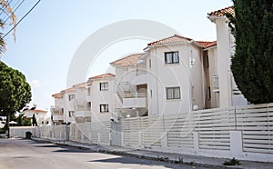 Street with house, typical cypriot street view. Popular touristic european destination. Paphos, Cyprus.