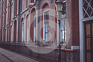 Street houses from red bricks.