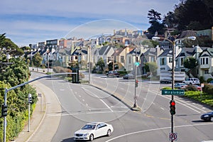 Street and houses in the residential area of San Francisco, California
